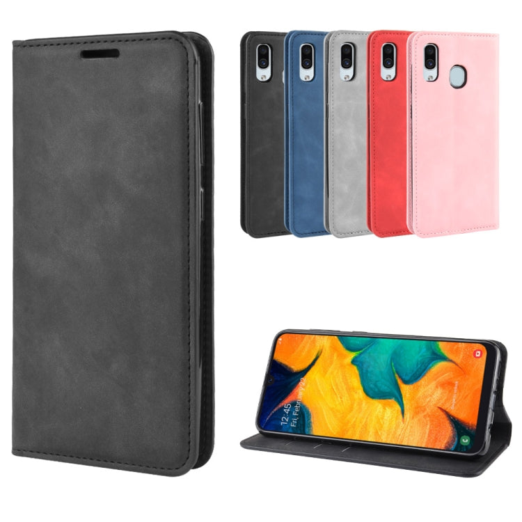Custodia in pelle con ventosa magnetica per affari in pelle retrò con supporto per borsa-mandrino per Galaxy A30, For Galaxy A30