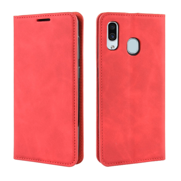 Custodia in pelle con ventosa magnetica per affari in pelle retrò con supporto per borsa-mandrino per Galaxy A30, For Galaxy A30