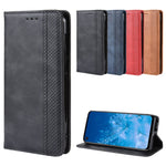 Custodia in pelle a vibrazione orizzontale con struttura retrò Crazy Horse con fibbia magnetica per Motorola One Action, con supporto, slot per schede e cornice per foto