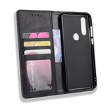 Custodia in pelle a vibrazione orizzontale con struttura retrò Crazy Horse con fibbia magnetica per Motorola One Action, con supporto, slot per schede e cornice per foto