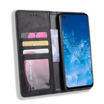 Custodia in pelle a vibrazione orizzontale con struttura retrò Crazy Horse con fibbia magnetica per Motorola One Action, con supporto, slot per schede e cornice per foto