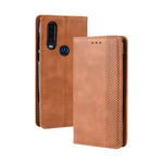 Custodia in pelle a vibrazione orizzontale con struttura retrò Crazy Horse con fibbia magnetica per Motorola One Action, con supporto, slot per schede e cornice per foto