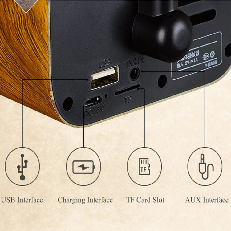 Mini altoparlante Bluetooth portatile in legno retrò Altoparlante wireless Altoparlante esterno Sistema audio TF Radio FM Subwoofer musicale