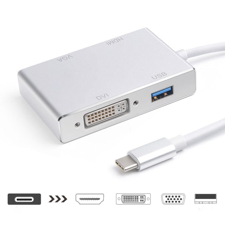 Cavo adattatore USB 3.0 USB 3.1 USB C tipo C a HDMI VGA DVI per laptop Apple Macbook Google Chromebook Pixel, USB3.0+HDMI+VGA+DVI to Type-C