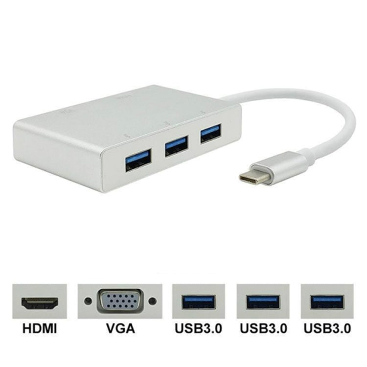 Adattatore Hub USB-C 5 in 1 HDMI VGA 3xUSB3.0