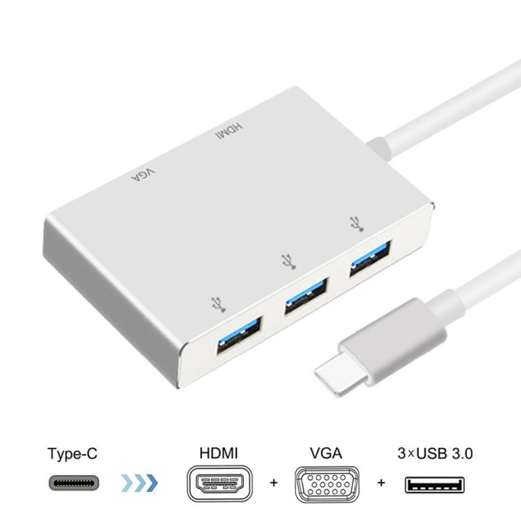 Adattatore Hub USB-C 5 in 1 HDMI VGA 3xUSB3.0