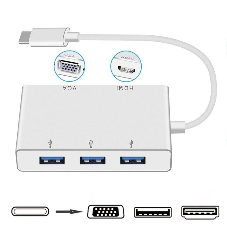 Adattatore Hub USB-C 5 in 1 HDMI VGA 3xUSB3.0