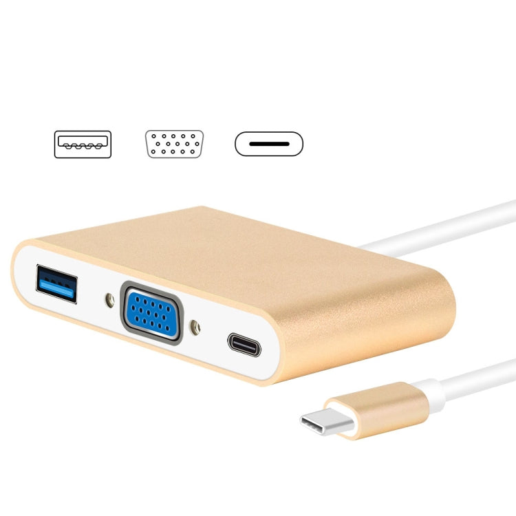 L'adattatore hub USB da tipo C a VGA 3 in 1 supporta tablet e laptop USB di tipo C per Macbook Pro / Google ChromeBook, VGA+USB3.0 to Type-C Gold, VGA+USB3.0 to Type-C Silver
