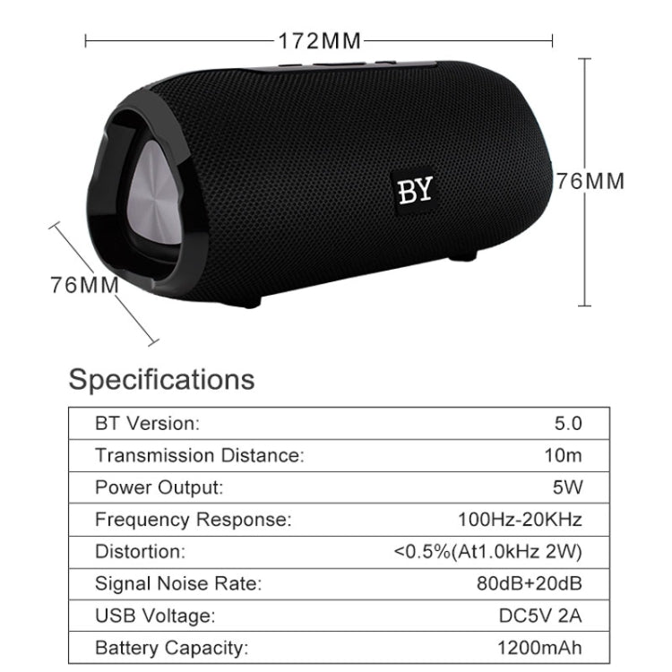 BY Altoparlante Bluetooth portatile Altoparlante wireless impermeabile Sistema audio surround per musica stereo 3D Altoparlanti esterni Supporto TF AUX