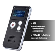 SK-012 8GB Registratore vocale USB Dittafono professionale Audio digitale con lettore MP3 WAV Registrazione funzione VAR, SK-012 8GB