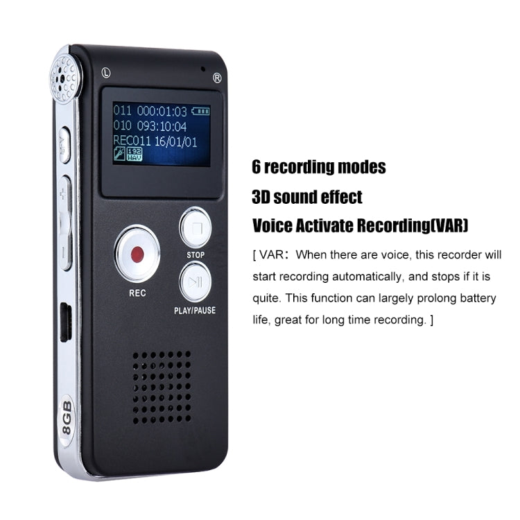 Registratore vocale digitale SK-012 8GB con lettore MP3