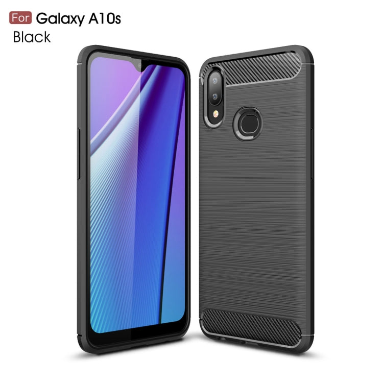 Custodia in TPU in fibra di carbonio con texture spazzolata per Galaxy A10s, For Galaxy A10s