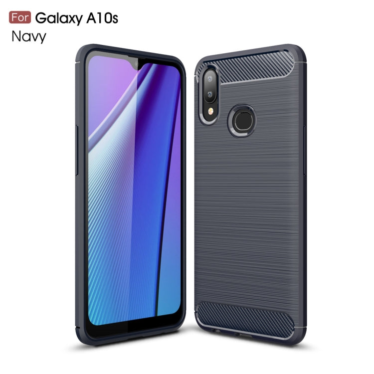 Custodia in TPU in fibra di carbonio con texture spazzolata per Galaxy A10s, For Galaxy A10s