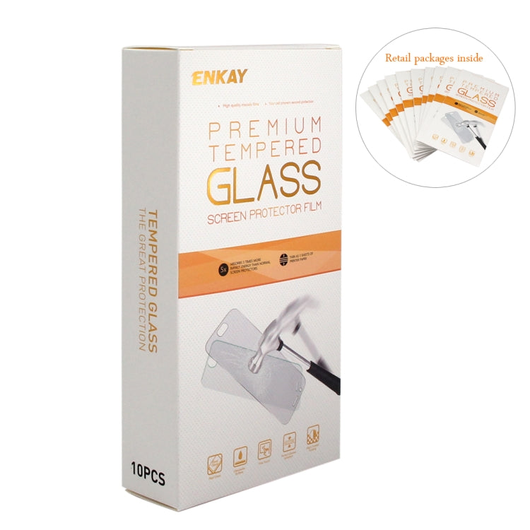10 PZ ENKAY Hat-principe 0.26mm 9H 2.5D Pellicola in vetro temperato con bordo curvo per, For Galaxy A10s, For Redmi Note 8 Pro, For Redmi Note 8