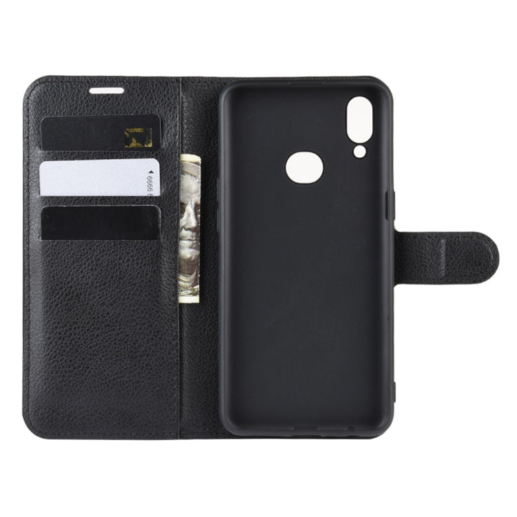 Custodia in pelle flip orizzontale per Galaxy A10s Litchi Texture, con portafoglio, supporto e slot per carte, For Galaxy A10s