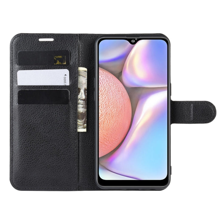 Custodia in pelle flip orizzontale per Galaxy A10s Litchi Texture, con portafoglio, supporto e slot per carte, For Galaxy A10s