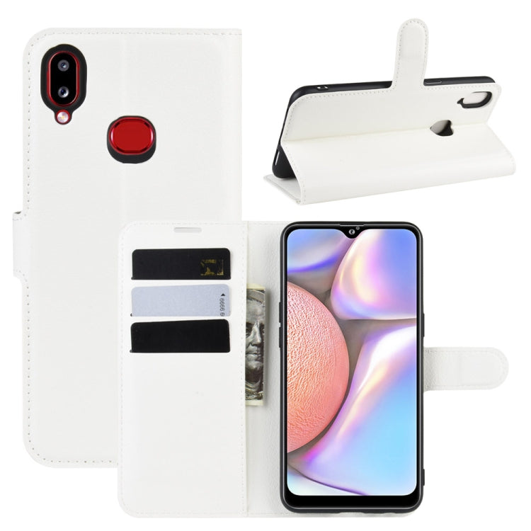 Custodia in pelle flip orizzontale per Galaxy A10s Litchi Texture, con portafoglio, supporto e slot per carte, For Galaxy A10s
