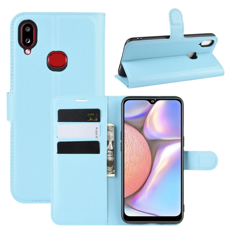 Custodia in pelle flip orizzontale per Galaxy A10s Litchi Texture, con portafoglio, supporto e slot per carte, For Galaxy A10s