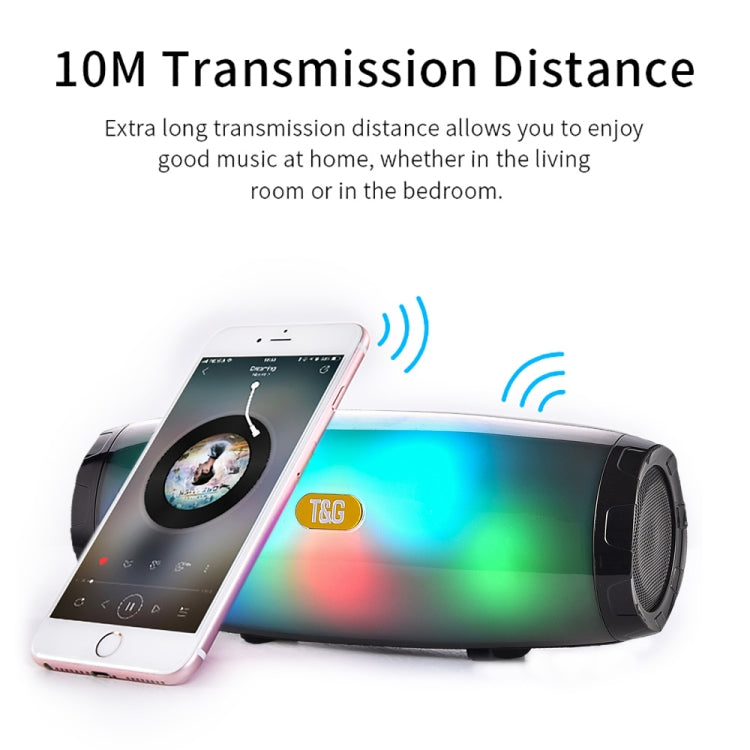 T&G TG165 5W * 2 Altoparlante portatile senza fili Altoparlante con luce lampeggiante a LED danzante Mp3 AUX USB Radio FM Subwoofer stereo