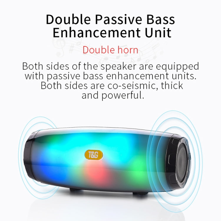 T&G TG165 5W * 2 Altoparlante portatile senza fili Altoparlante con luce lampeggiante a LED danzante Mp3 AUX USB Radio FM Subwoofer stereo