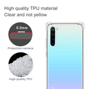 Per Xiaomi Redmi Note 8 Custodia per telefono in TPU trasparente ultrasottile antigoccia a quattro angoli