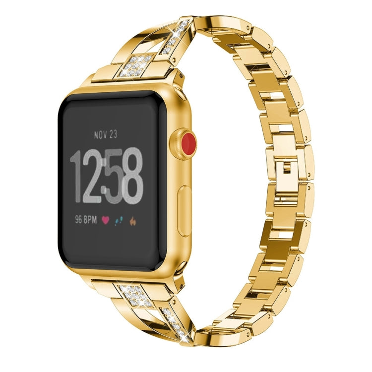 Per Fitbit Versa / Fitbit Versa 2 / Fitbit Versa Lite Edition Cinturino in metallo universale a forma di X, Black, Sliver, Gold, Rose Gold