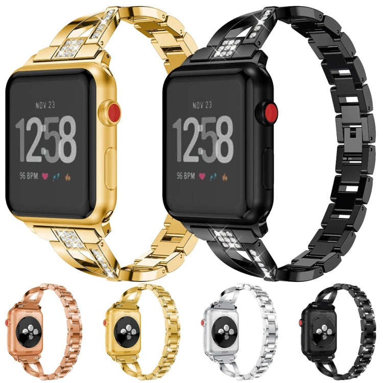 Per Fitbit Versa / Fitbit Versa 2 / Fitbit Versa Lite Edition Cinturino in metallo universale a forma di X, Black, Sliver, Gold, Rose Gold