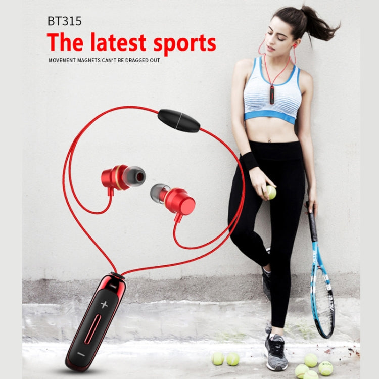 BT315 Auricolare Bluetooth sportivo Auricolare stereo senza fili Bluetooth 4.1 Auricolare con microfono Sport Bass Collana magnetica Auricolare