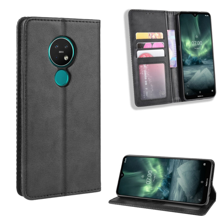 Per Nokia 7.2 / Nokia 6.2 Custodia in pelle a vibrazione orizzontale con fibbia magnetica Retro Crazy Horse Texture, con supporto e slot per schede e cornice per foto