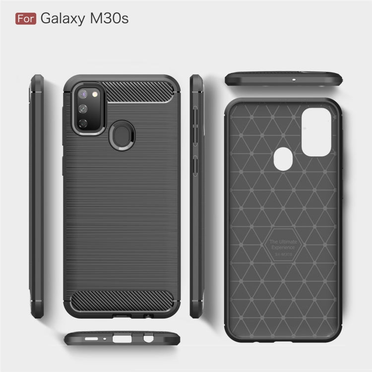 Custodia in TPU in fibra di carbonio con trama spazzolata per Galaxy M30S, For Galaxy M30s