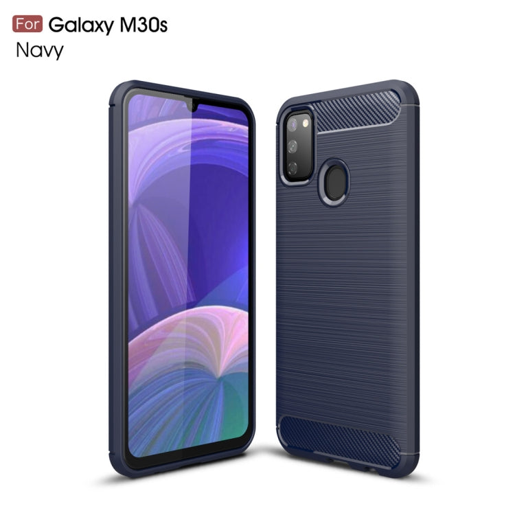 Custodia in TPU in fibra di carbonio con trama spazzolata per Galaxy M30S, For Galaxy M30s