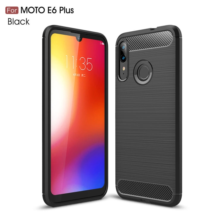 Custodia in TPU in fibra di carbonio con trama spazzolata per Moto E6 Plus, For Moto E6 Plus