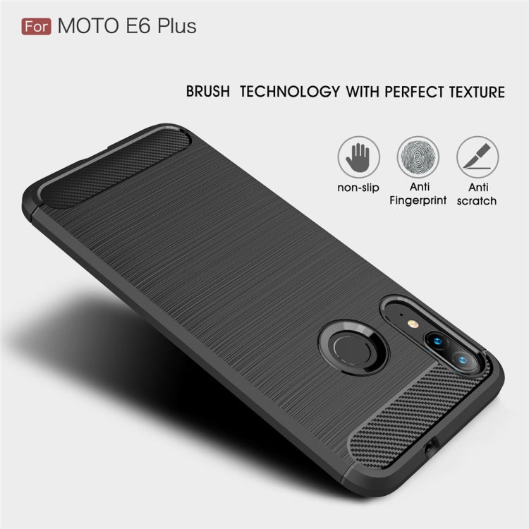 Custodia in TPU in fibra di carbonio con trama spazzolata per Moto E6 Plus, For Moto E6 Plus