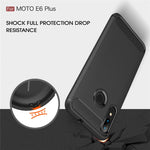 Custodia in TPU in fibra di carbonio con trama spazzolata per Moto E6 Plus, For Moto E6 Plus