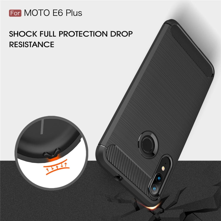 Custodia in TPU in fibra di carbonio con trama spazzolata per Moto E6 Plus, For Moto E6 Plus