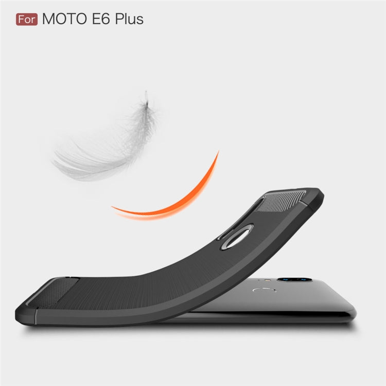 Custodia in TPU in fibra di carbonio con trama spazzolata per Moto E6 Plus, For Moto E6 Plus