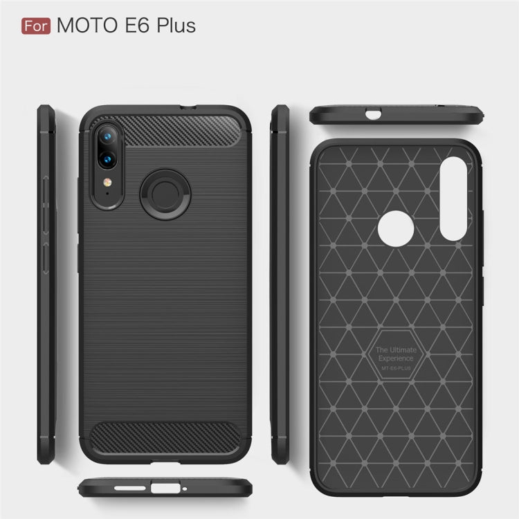 Custodia in TPU in fibra di carbonio con trama spazzolata per Moto E6 Plus, For Moto E6 Plus