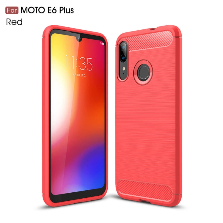Custodia in TPU in fibra di carbonio con trama spazzolata per Moto E6 Plus, For Moto E6 Plus