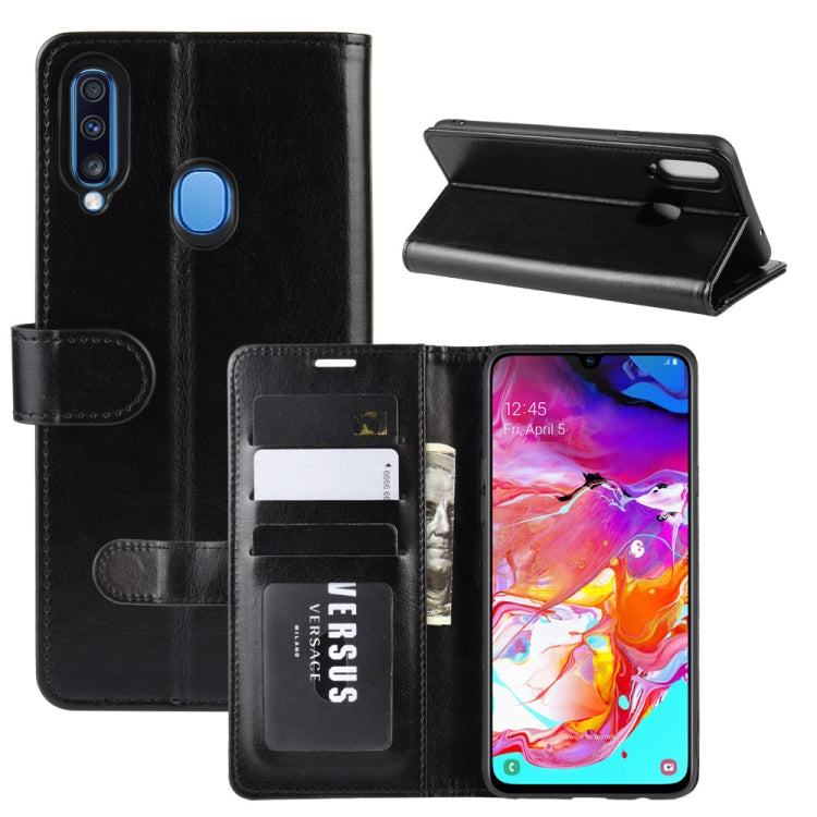Per Galaxy A20s R64 Custodia in pelle pieghevole orizzontale a piega singola con supporto, slot per carte e portafoglio, For Galaxy A20s