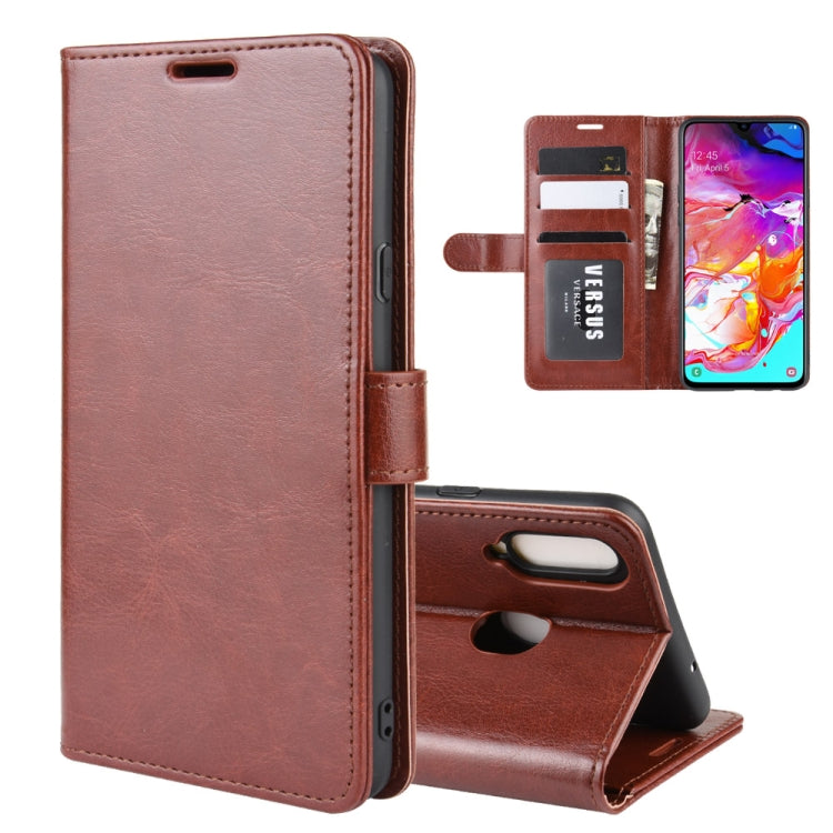 Per Galaxy A20s R64 Custodia in pelle pieghevole orizzontale a piega singola con supporto, slot per carte e portafoglio, For Galaxy A20s