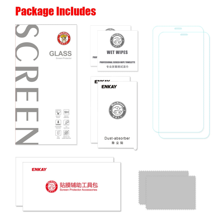 2 PZ ENKAY Hat-principe 0.26mm 9H 2.5D Pellicola in vetro temperato con bordo curvo, For iPhone 11 / iPhone XR, For iPhone 11 Pro, For iPhone 11 Pro Max