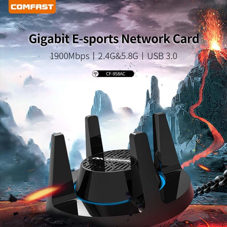 Adattatore Wi-Fi PA ad alta potenza Comfast CF-958AC Scheda di rete Gigabit E-Sport da 1900Mbps Ricevitore dongle Lan PC 2.4Ghz+5.8Ghz USB 3.0
