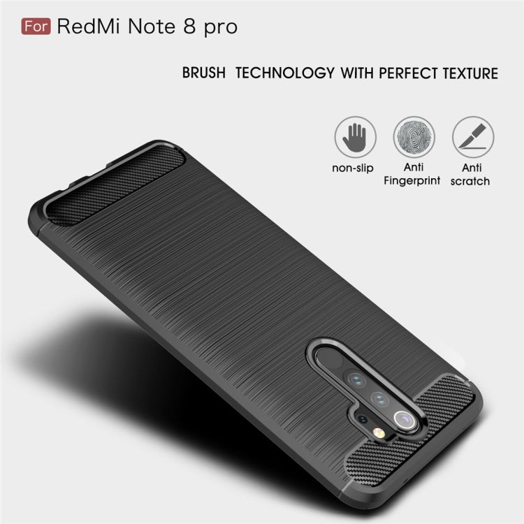 Per Xiaomi Redmi Note 8 Pro Custodia in TPU in fibra di carbonio testurizzata spazzolata, For Redmi Note 8 Pro