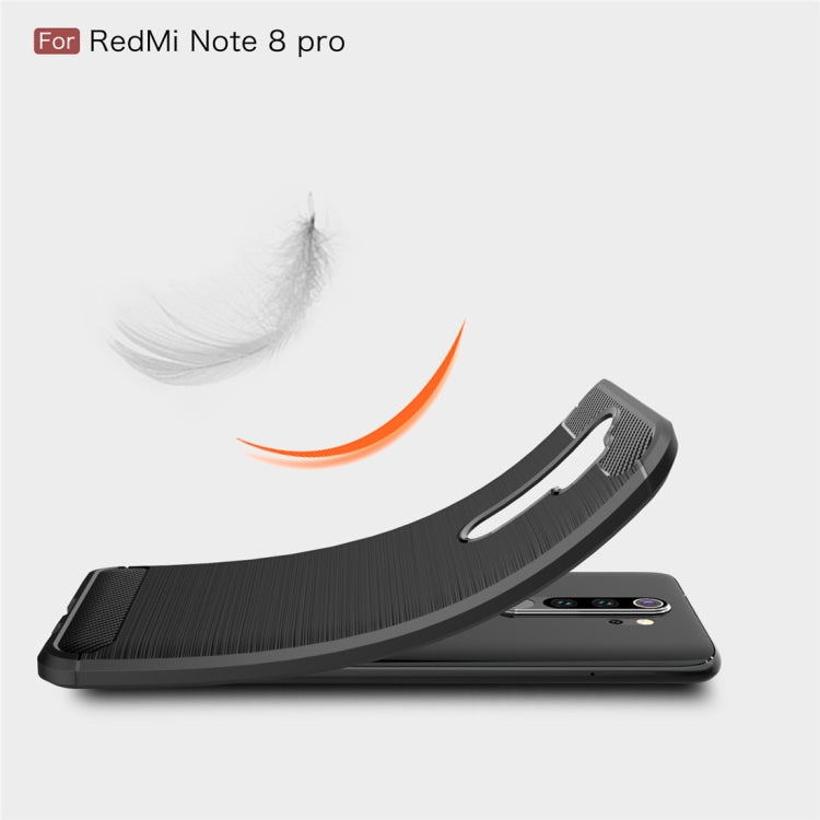 Per Xiaomi Redmi Note 8 Pro Custodia in TPU in fibra di carbonio testurizzata spazzolata, For Redmi Note 8 Pro