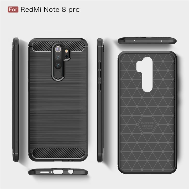 Per Xiaomi Redmi Note 8 Pro Custodia in TPU in fibra di carbonio testurizzata spazzolata, For Redmi Note 8 Pro