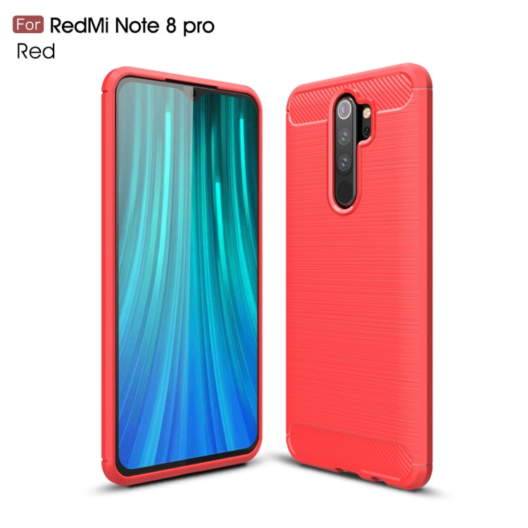 Per Xiaomi Redmi Note 8 Pro Custodia in TPU in fibra di carbonio testurizzata spazzolata, For Redmi Note 8 Pro
