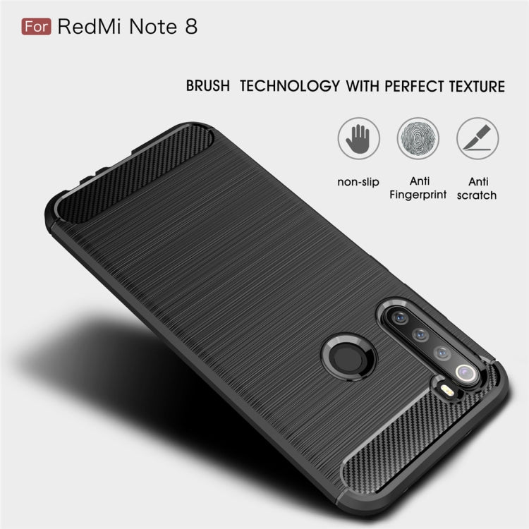 Per Xiaomi Redmi Note 8 Custodia in TPU in fibra di carbonio testurizzata spazzolata, For Redmi Note 8