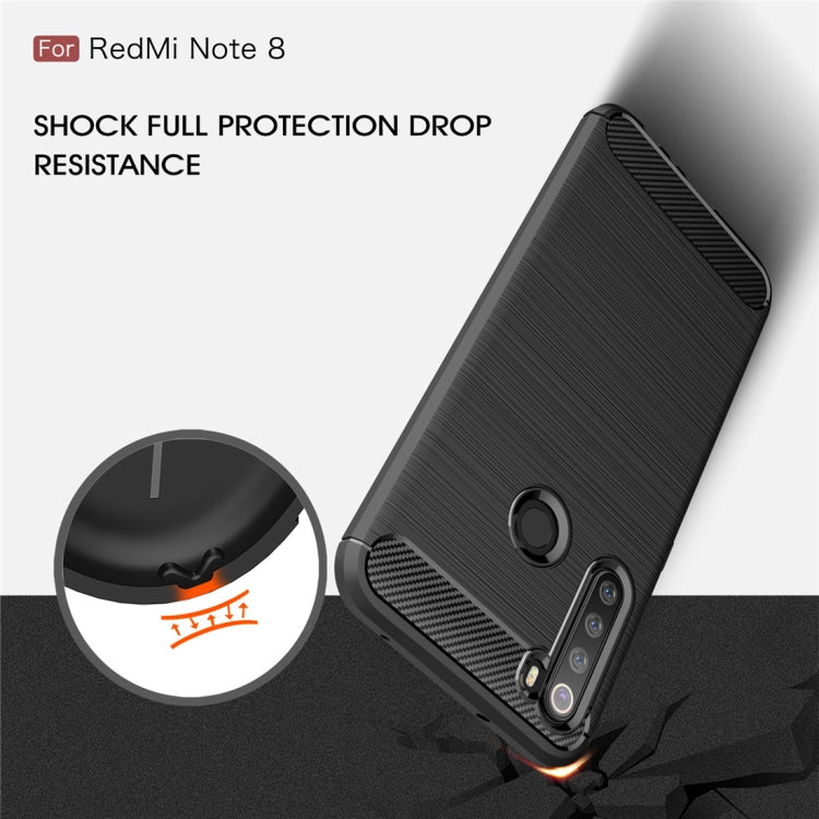 Per Xiaomi Redmi Note 8 Custodia in TPU in fibra di carbonio testurizzata spazzolata, For Redmi Note 8