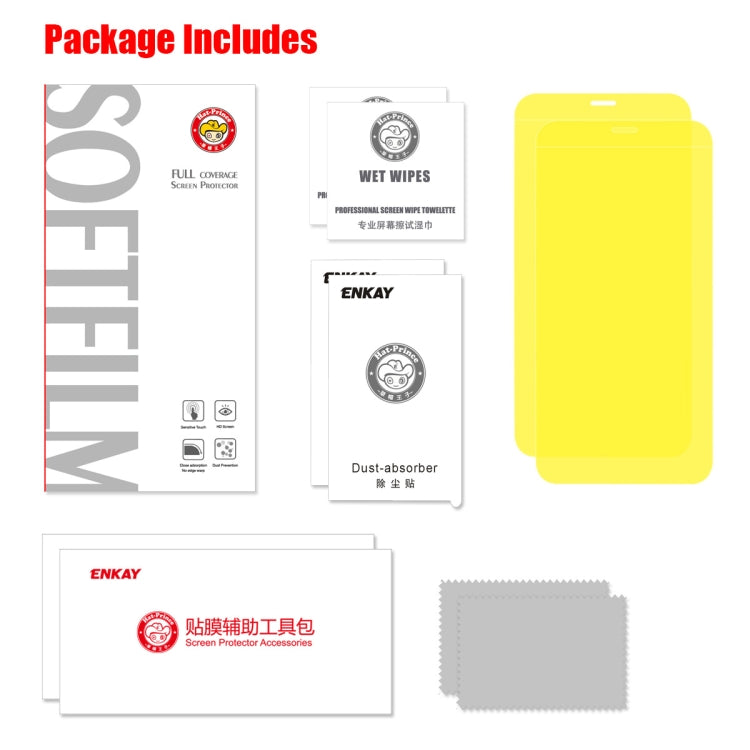 2 PZ ENKAY Hat-Prince 0.1mm 3D Full Screen Protector Pellicola idrogel a prova di esplosione, For iPhone 11 / iPhone XR, For iPhone 11 Pro / XS / X, For iPhone 11 Pro Max / XS Max