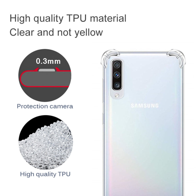 Per Galaxy A70 Custodia per telefono in TPU trasparente ultra sottile anti-caduta a quattro angoli